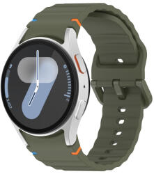 RMPACK Samsung Galaxy Watch 7 40mm 44mm Óraszíj Pótszíj - Sport Wave Style - Szilikon Szíj KatonaZöld