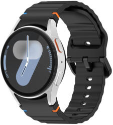 RMPACK Samsung Galaxy Watch 7 40mm 44mm Óraszíj Pótszíj - Sport Wave Style - Szilikon Szíj Fekete