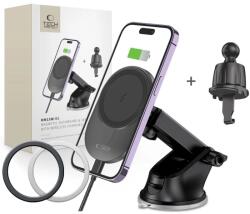Tech-Protect MM15W-V1 2in1 Magsafe Autós Töltő és Tartó - Fekete