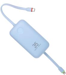 VEGER W1188 powerbank beépített Type-C és Lightning kábellel 10000mAh 35W QC3.0 PD - kék