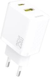 Dudao A26T hálózati töltő 1xUSB-A és 1xUSB-C csatlakozással 25W GaN - fehér