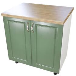Spectral Mobila Masca pentru chiuveta cu 2 usi 80 cm Zebra, Alb/MDF Verde cu blat Artar, 80 x 85 x 60 cm
