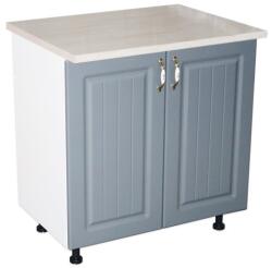 Spectral Mobila Masca pentru chiuveta cu 2 usi 80 cm Zebra, Alb/MDF Gri cu blat Travertin, 80 x 85 x 60 cm