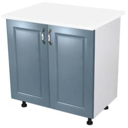 Spectral Mobila Masca pentru chiuveta cu 2 usi 80 cm Zebra, Alb/MDF Albastru cu blat Alb, 80 x 85 x 60 cm