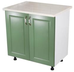 Spectral Mobila Masca pentru chiuveta cu 2 usi 80 cm Zebra, Alb/MDF Verde cu blat Travertin, 80 x 85 x 60 cm