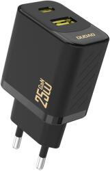 Dudao A26T hálózati töltő 1xUSB-A és 1xUSB-C csatlakozással 25W GaN - fekete