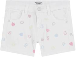 Guess Къси панталони за мини момиче в бяло с много цветни букви и сърца Guess