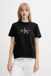 Calvin Klein Jeans pamut póló fekete, LV047B865G - fekete S