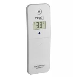 TFA Transmitator wireless digital pentru temperatura si umiditate, afisaj LCD, alb, compatibil MARBELLA, TFA 30.3239. 02 (MCABI-30.3239.02)