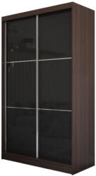 Expedo KUREZ tolóajtós ruhaszekrény, 150x216x61, wenge/fekete (256737)