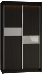 Expedo ADRIANA tolóajtós ruhásszekrény + Halk zárorendszer, wenge/fehér üveg, 120x216x61 (132639i)