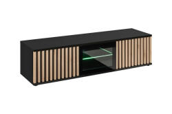Expedo CAMILE TV asztal, 160x42x45, fekete/Hickory Jackson lamellás (259681)