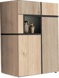 Expedo ROSA alacsony vitrines szekrény, 90x110x40, Hickory Jackson/fekete (259713)
