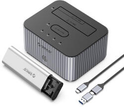 ORICO M. 2 SSD/HDD Dokkoló - IT28E-C-EU (M. 2 NVMe + 2, 5"/3, 5" HDD -> USB-A/C, Klón funkció, Max. : 10Gbps, szürke) (ORICO-IT28E-C-EU-GY-BP) - bbmarket