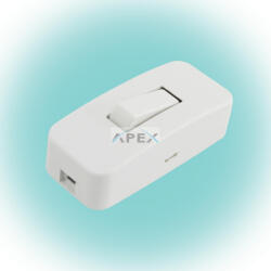 Somogyi Elektronic NV 1K/WH zsinórközi 1 pólusú kapcsoló, beltéri használatra, H03VVH2-F, 2X0, 75 mm2 kábellel szerelhető, max. 4A, fehér