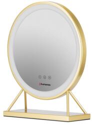 Humanas HM04 kerek álló smiktükör, 40 cm átmérő, LED, integrált érintő gombok, 3 színhőmérséklet, arany (HUHS2855 GOLD) (HUHS2855 GOLD)