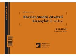 Pátria Nyomtatvány Készlet átadási-átvételi bizonylat 8 tételes 25×4 lapos tömb A/5 fekvő (B.12-122/V)