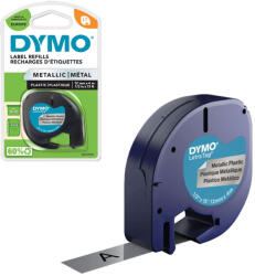 DYMO Etichete din plastic argintiu metalizat DYMO LetraTag 12 mm pentru receptii, birouri si identificare eleganta S0721730 (91208)