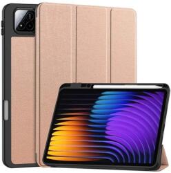 Gigapack Xiaomi Pad 7 Pro tok álló, bőr hatású (flip, oldalra nyíló, trifold, asztali tartó, ceruza tartó) rozéarany (GP-168363)