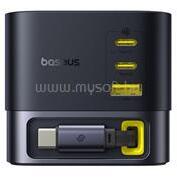 Baseus Super GaN 100W asztali gyorstöltőállomás, laptophoz is, 3db Type-C, 1db USB, behúzható kábellel (P10164001123-00) (P10164001123-00)