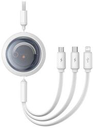 Baseus Gyorstöltő kábel 3in1 Baseus Free2Draw, USB - micro USB+USB-C+Lightning, 3.5A, 1.1m (fehér)