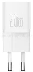 Baseus GaN5 Mini hálózati gyorstöltő 20W, USB Type-C, 100W USB Type-C, 1m kábellel (fehér) (P10110900213-01) (P10110900213-01)