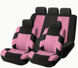 Autolife AD9521P 9 részes 2 HELYEN osztható univerzális üléshuzat szett - Légzsákos - pink-fekete (01358)
