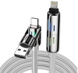 BlitzWolf BW-HDC6 4 az 1-ben USB-C/USB-A - USB-C/Lightning kábel, 1, 2m, 240W, RGB (szürke)