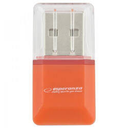 Esperanza EA134O MicroSD Kártyaolvasó USB 2.0, Narancssárga (EA134O)