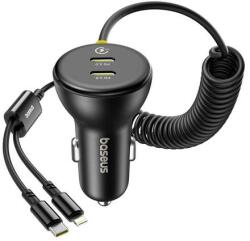 Baseus 60W Baseus USB-C autós töltő + Lightning kábel (fekete) (C00035902121-00) - kontaktor