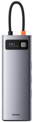 Baseus Metal Gleam Series 9 1 portos elosztó, USB-C - 3x USB 3.0 + HDMI + USB-C PD + Ethernet RJ45 + microSD / SD + VGA (CAHUB-CU0G)