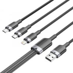 Vention USB 2.0 A - USB-C + Lightning + Micro USB kábel 1.5m fekete (CTPBG) (CTPBG)
