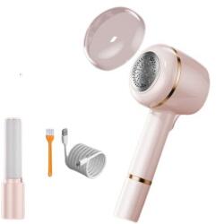 Flippy szösz-, haj- és portisztító, különböző típusú anyagokhoz, rozsdamentes acél pengével, USB Type-C töltéssel, tisztítókefével, USB-kábellel és ragasztórúddal, 220 x 86 mm, rózsaszín (125532)