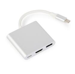 Cablexpert 11206 3in1 adapter, type C - HDMI 4K 30Hz, USB 3.0 és C típusú USB tápellátáshoz (A-CM-HDMIF-02-SV)