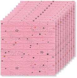Tapetoo Home Decor 10 db 3D Tapetoo Home Decor® tapéta csempe készlet, rózsaszín, csillagokkal, 70 x 77 cm, 2, 5 mm, 5, 3 négyzetméter (set-10xTapet-3D-Cod-54-Roz-cu-)