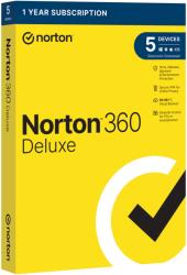 Symantec Antivirus Norton 360 Deluxe, 50 GB biztonsági mentés, 1 év, 5 eszköz, 1 felhasználó (21423279)
