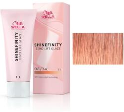 Wella Shinefinity Zero Lift Glaze félig permanens áttetsző festék, 08/34 Spicy Ginger világosszőke vöröses arany, 60 ml