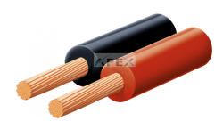 Somogyi Elektronic KLS 0, 5 hangszóróvezeték, piros-fekete, 2 x 0, 5 mm2, 0, 15 mm elemi szál, 100 m/ tekercs - webmuszaki