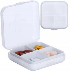 Verk Group Tartálydoboz gyógyszereknek, táplálékkiegészítőknek, tablettáknak, utazónak, 4 rekeszes (24397_B)