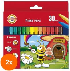 KOH-I-NOOR Set 2 x Markere Scolare Colectia Bees, 30 Culori (HOK-2xKH-K1002-30)
