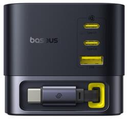 Baseus CHG Baseus Super GaN 100W asztali gyorstöltőállomás, laptophoz is, 3db Type-C, 1db USB, behúzható kábellel P10164001123-00 (P10164001123-00)