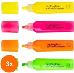 KOH-I-NOOR Set 3 x Marker Evidentiator, Varf Tesit, 4 Culori Neon, Koh-I-Noor (HOK-3xKH-K7501-4BL)