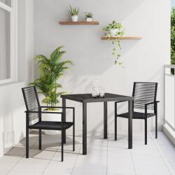 vidaXL 3 Darabos Kerti Étkező Szett Fekete PVC Rattan (3379163)