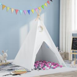 vidaXL Gyermek Teepee Sátor Táskával Barackszínű & Játéklabdákkal Fehér (3385872)
