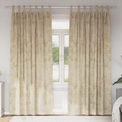 vidaXL Bársonyfuggönyök 2 db Szemekkel Krém 245x140 cm (4107736)