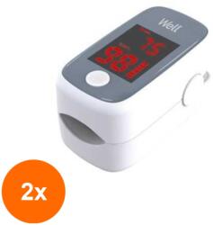 Well Set 2 x Pulsoximetru pentru deget, ecran LED, senzor de mare precizie, Well (TIV-2xOXIM-L01-WL)
