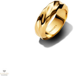 Pandora 14K aranyozott hullámos széles karikagyűrű 56-os méret - 163886C00-56