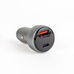 MNC Autós szivargyújtó adapter Type-C PD és USB aljzattal, gyorstöltéssel-feszültségkijelzéssel - 48W