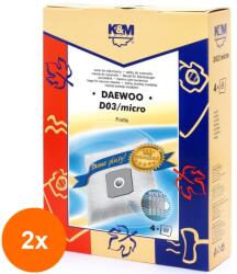 K&M Set 2 x Sac Aspirator Daewoo RC300, Sintetic, 4 x Saci, K&M (TIV-2xDUSTBAG-D03-SYN-K&M)