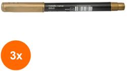 KOH-I-NOOR Set 3 x Marker Metalic, Auriu, Varf 2 mm, Koh-I-Noor (HOK-3xKH-K3403-4001AU)